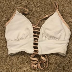 white and gold bikini